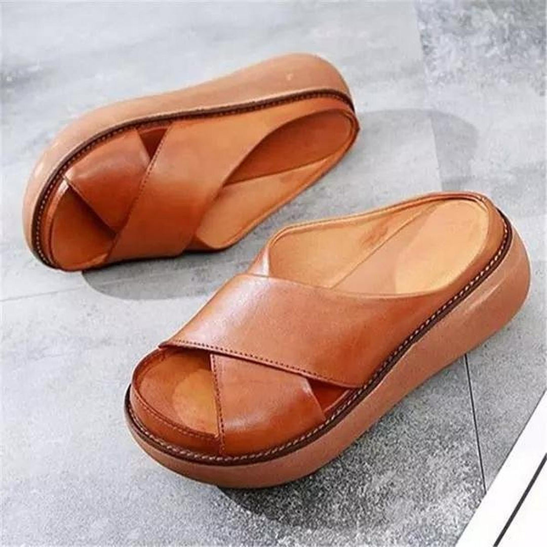 Olivia | Cross-Strap Sandals Women's Flat Cushioned Comfort