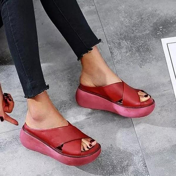 Olivia | Cross-Strap Sandals Women's Flat Cushioned Comfort