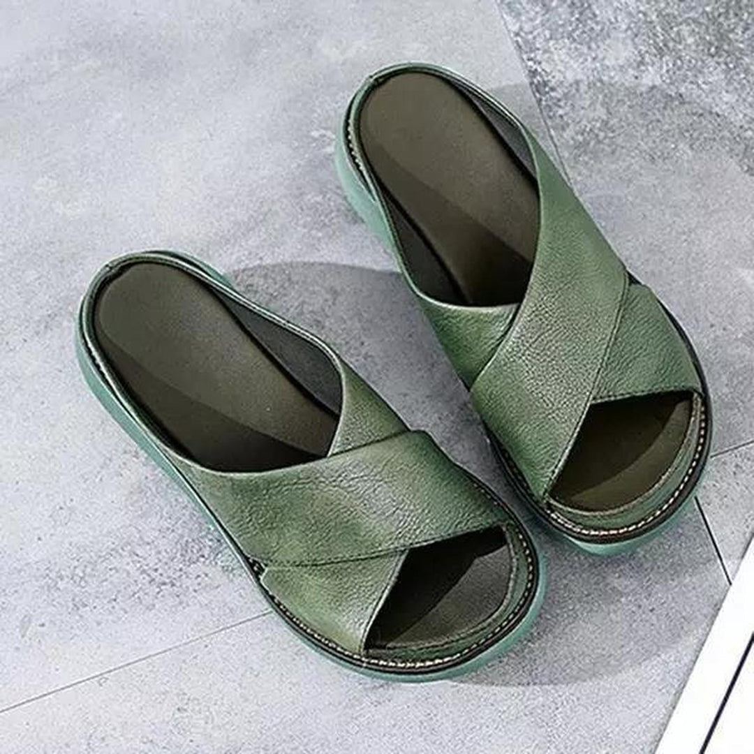 Olivia | Cross-Strap Sandals Women's Flat Cushioned Comfort