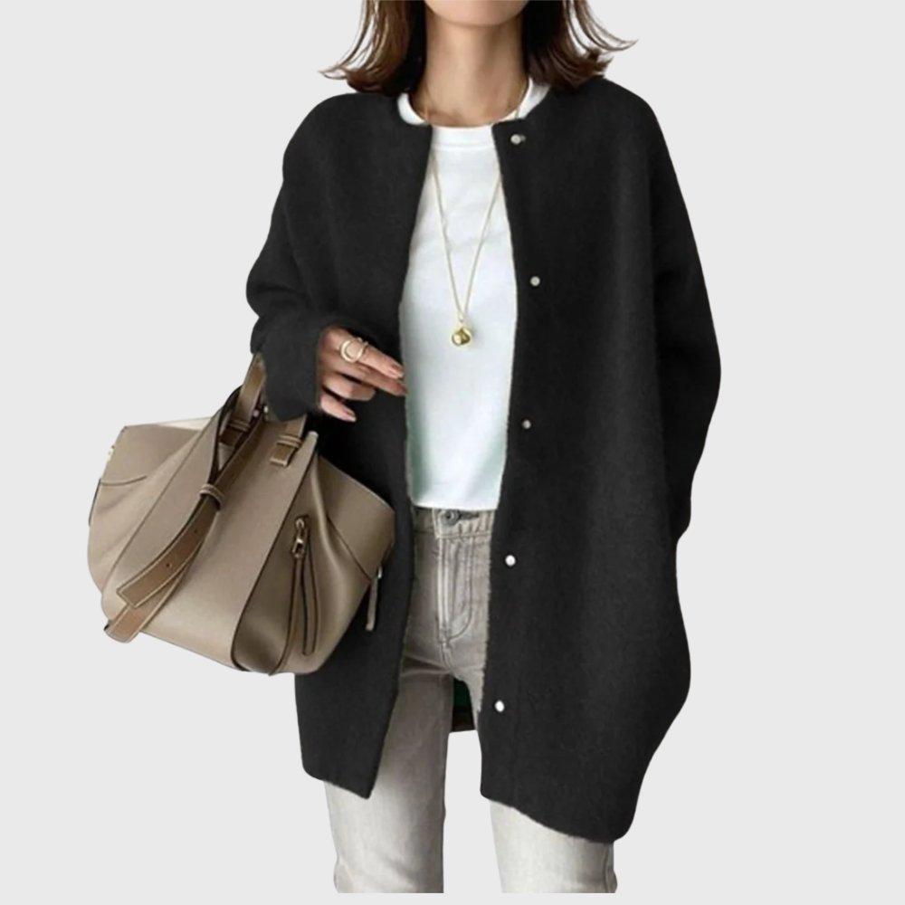 Olivia | Longline Cashmere Cardigan Button-Front Open Drape