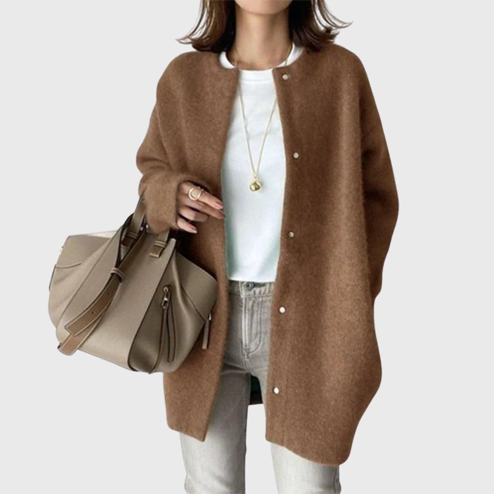 Olivia | Longline Cashmere Cardigan Button-Front Open Drape