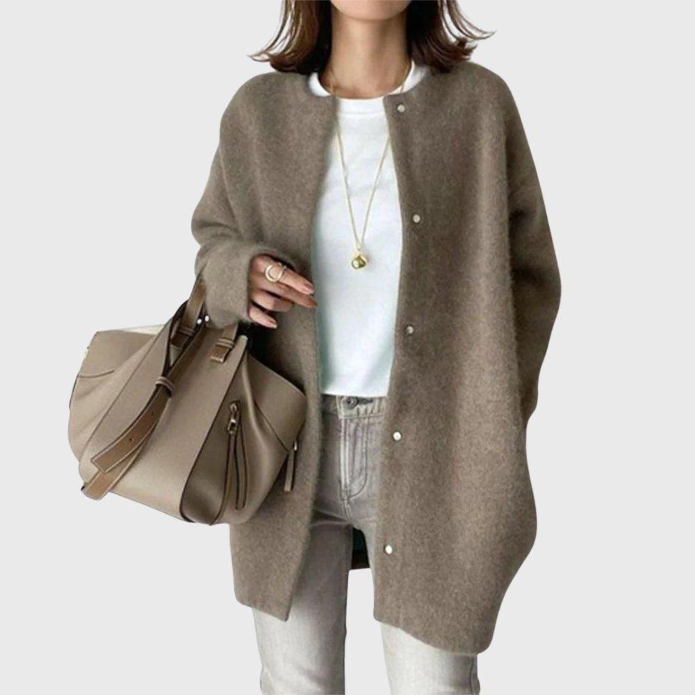 Olivia | Longline Cashmere Cardigan Button-Front Open Drape