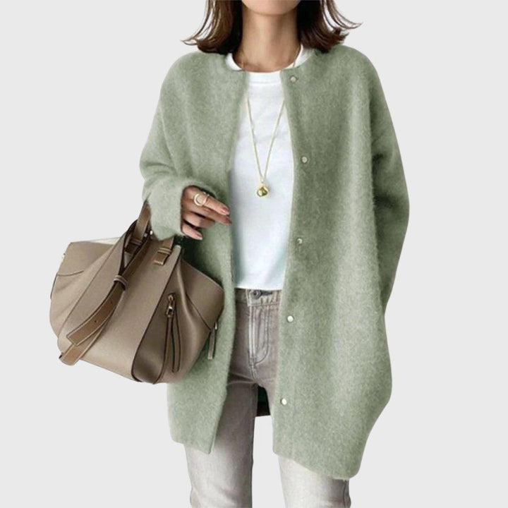 Olivia | Longline Cashmere Cardigan Button-Front Open Drape
