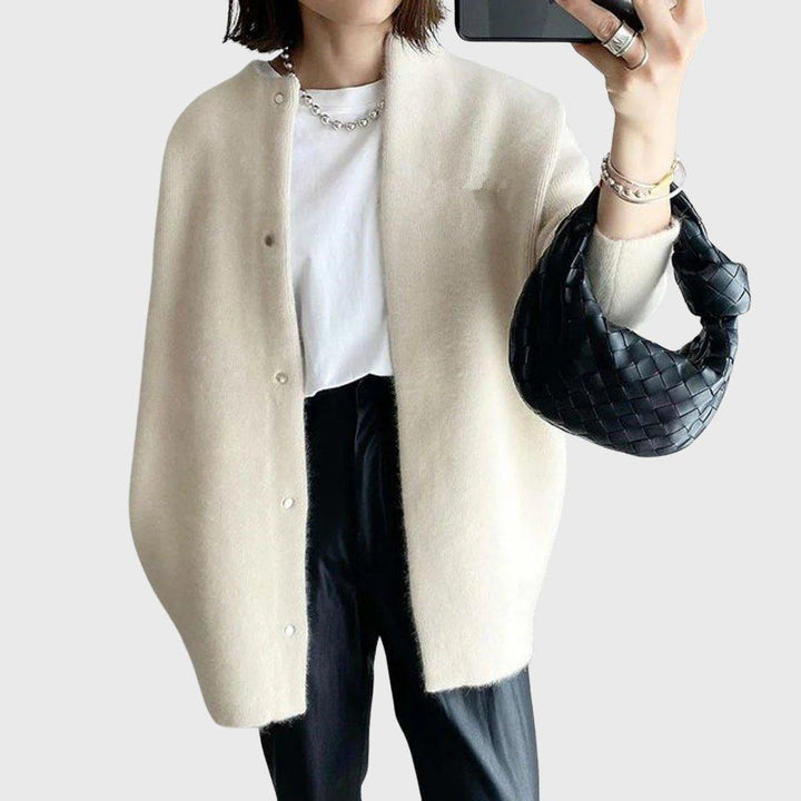 Olivia | Longline Cashmere Cardigan Button-Front Open Drape