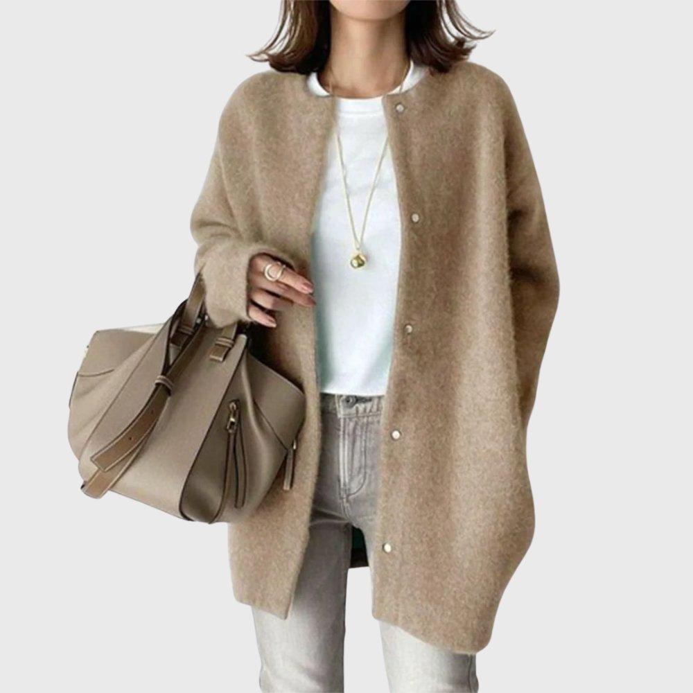 Olivia | Longline Cashmere Cardigan Button-Front Open Drape