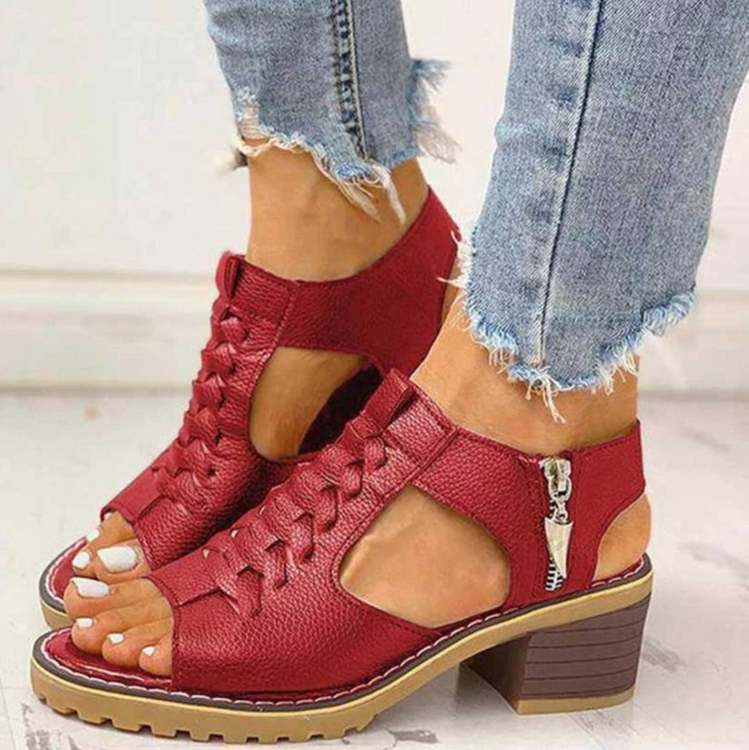 Olivia | Orthopedic Sandals Women Lace-Up Block Heel Comfort