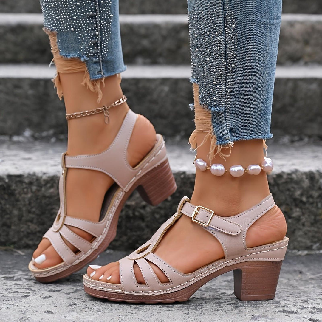 Olivia | Orthopedic Sandals Women's Block Heel Vintage Buckle