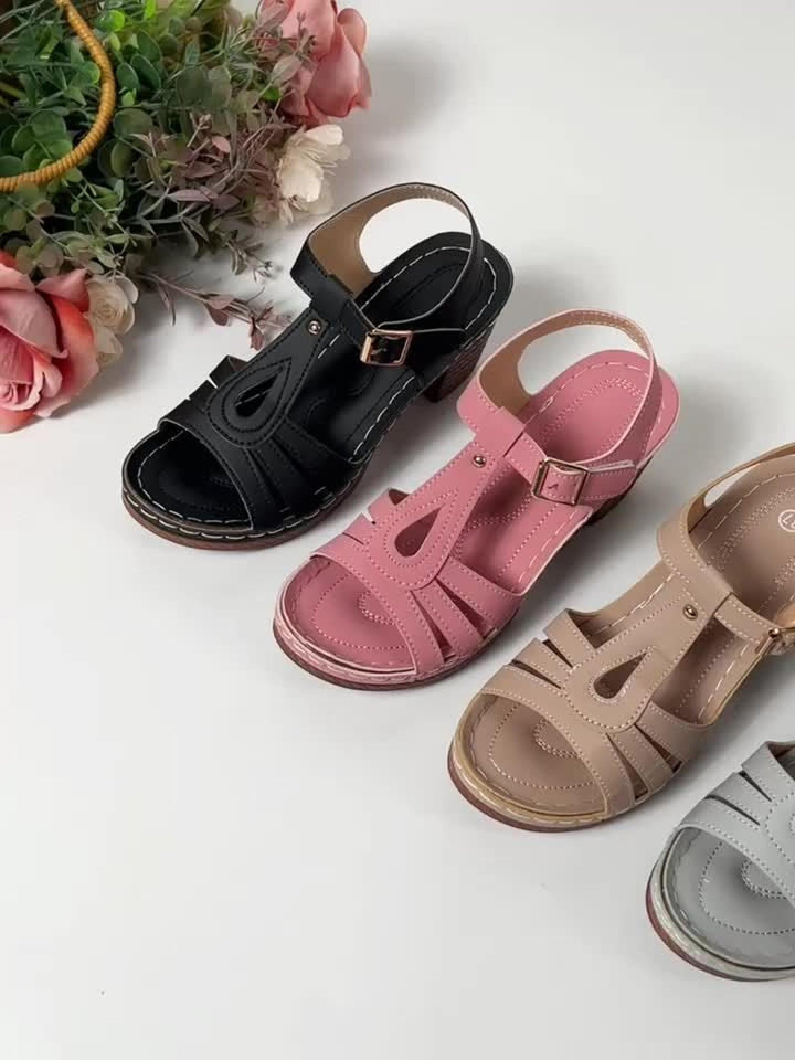 Olivia | Orthopedic Sandals Women's Block Heel Vintage Buckle