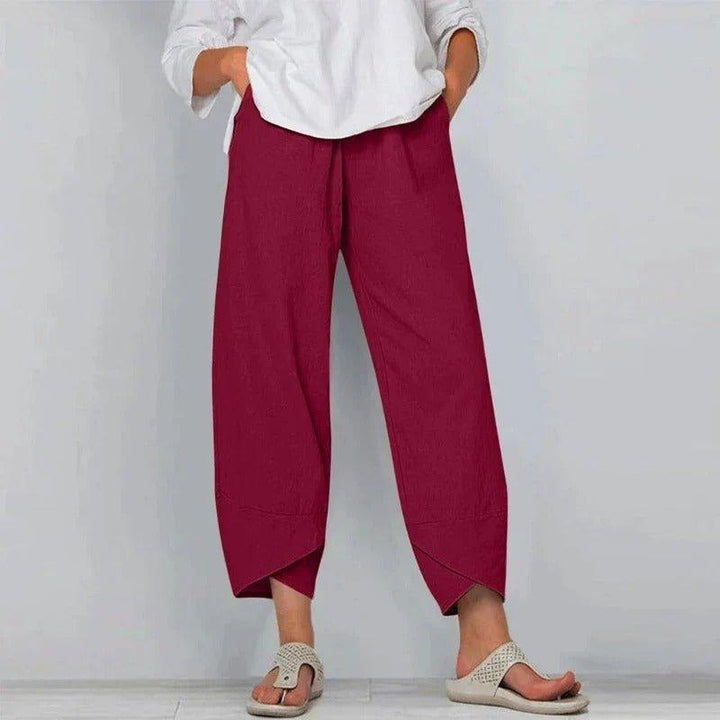 Olivia | Women's Linen Wide Leg Pants High Waisted Cropped Tulip Hem