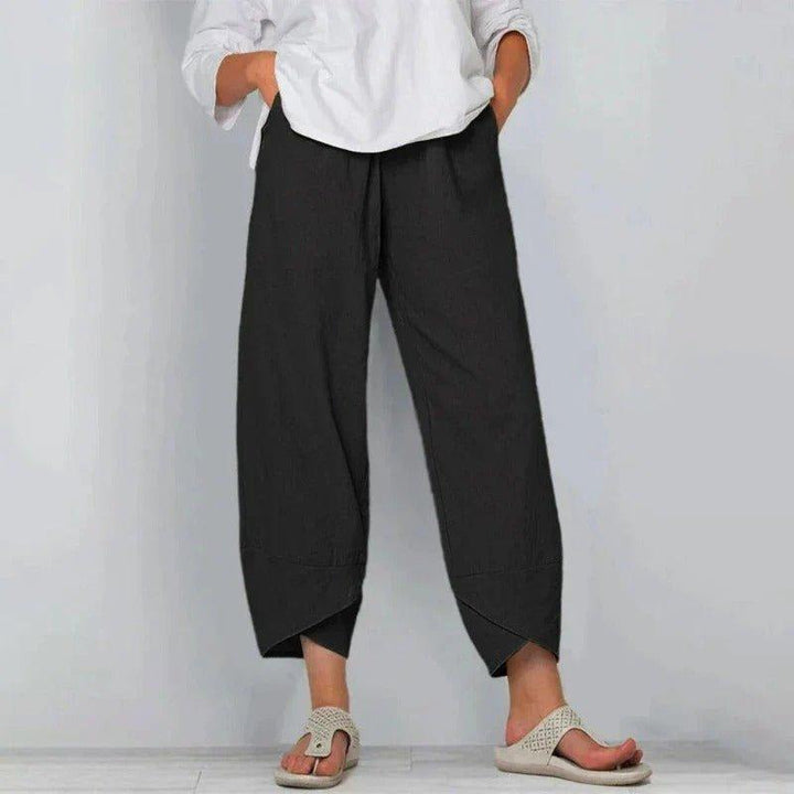 Olivia | Women's Linen Wide Leg Pants High Waisted Cropped Tulip Hem
