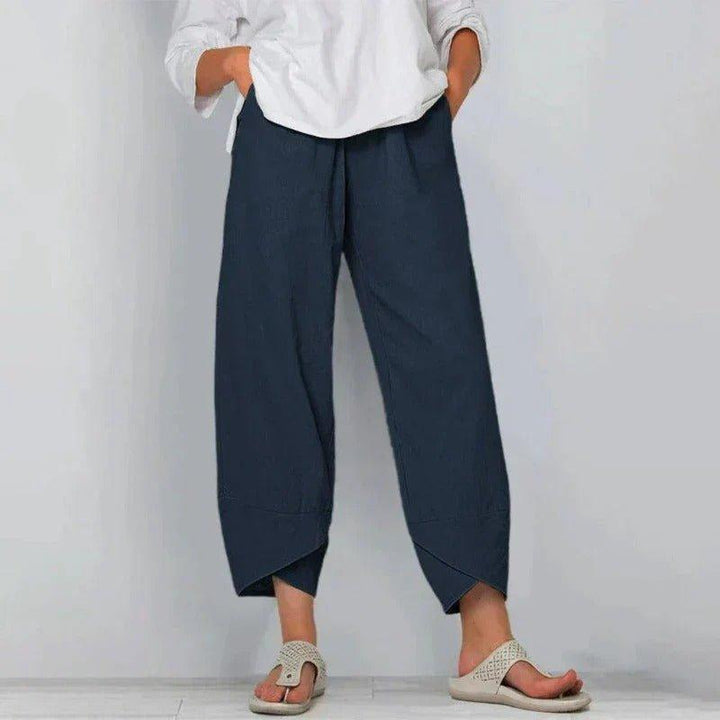 Olivia | Women's Linen Wide Leg Pants High Waisted Cropped Tulip Hem