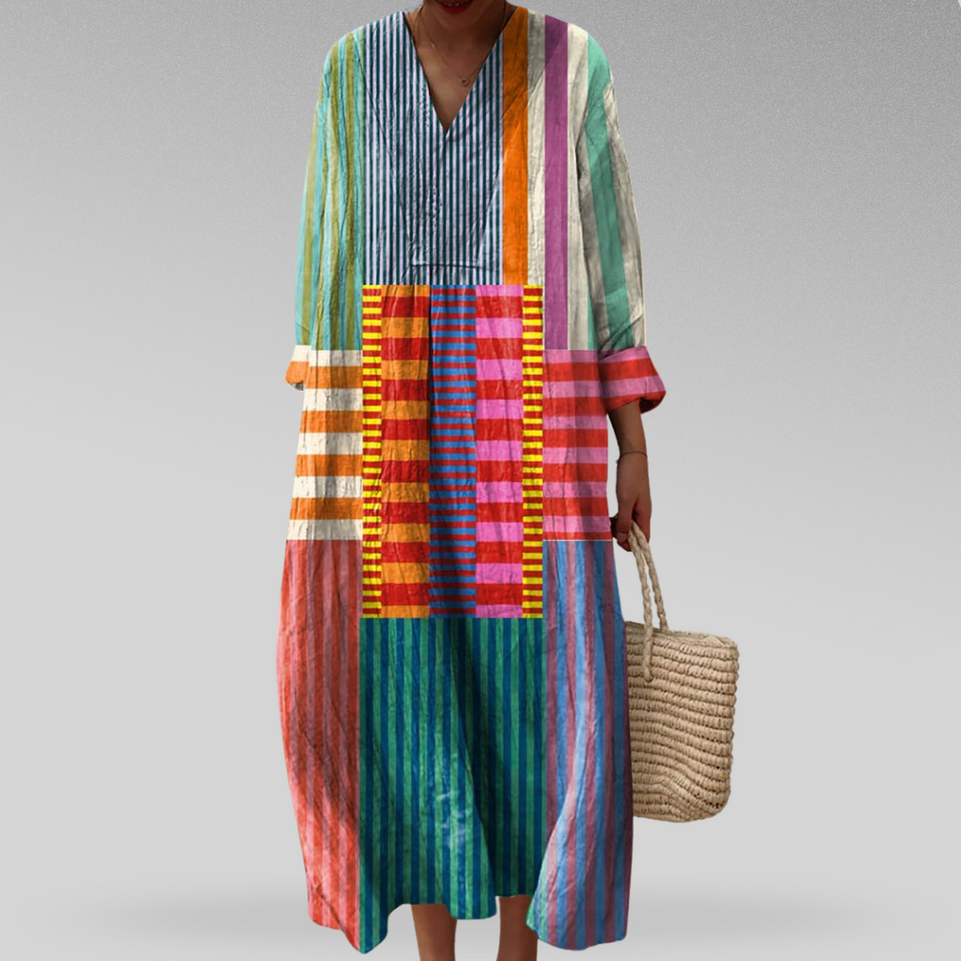 Olivia | Women's Patchwork Striped Maxi Summer Dress