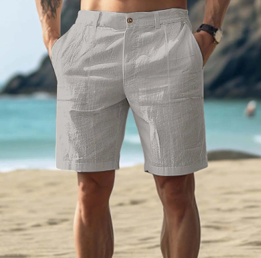 Owen | Men's Linen Shorts Casual Flat Front Mid Length Summer