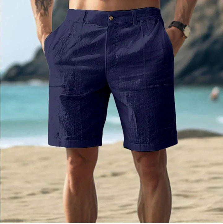 Owen | Men's Linen Shorts Casual Flat Front Mid Length Summer