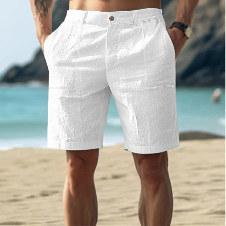 Owen | Men's Linen Shorts Casual Flat Front Mid Length Summer