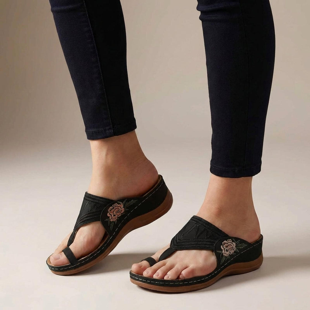 Rachel | Women Orthopedic Floral Strap Slip On Sandals
