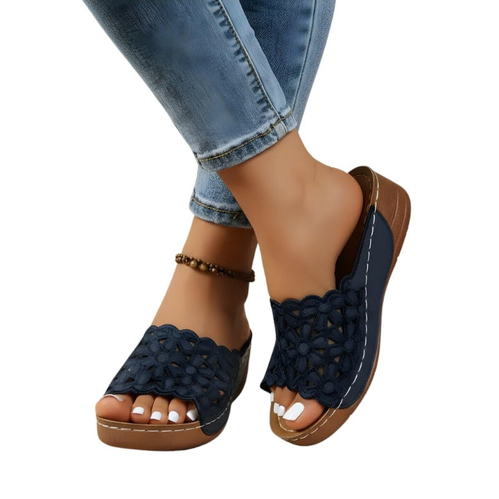 Rachel | Women's Floral Cutout Espadrilles Slide Sandals