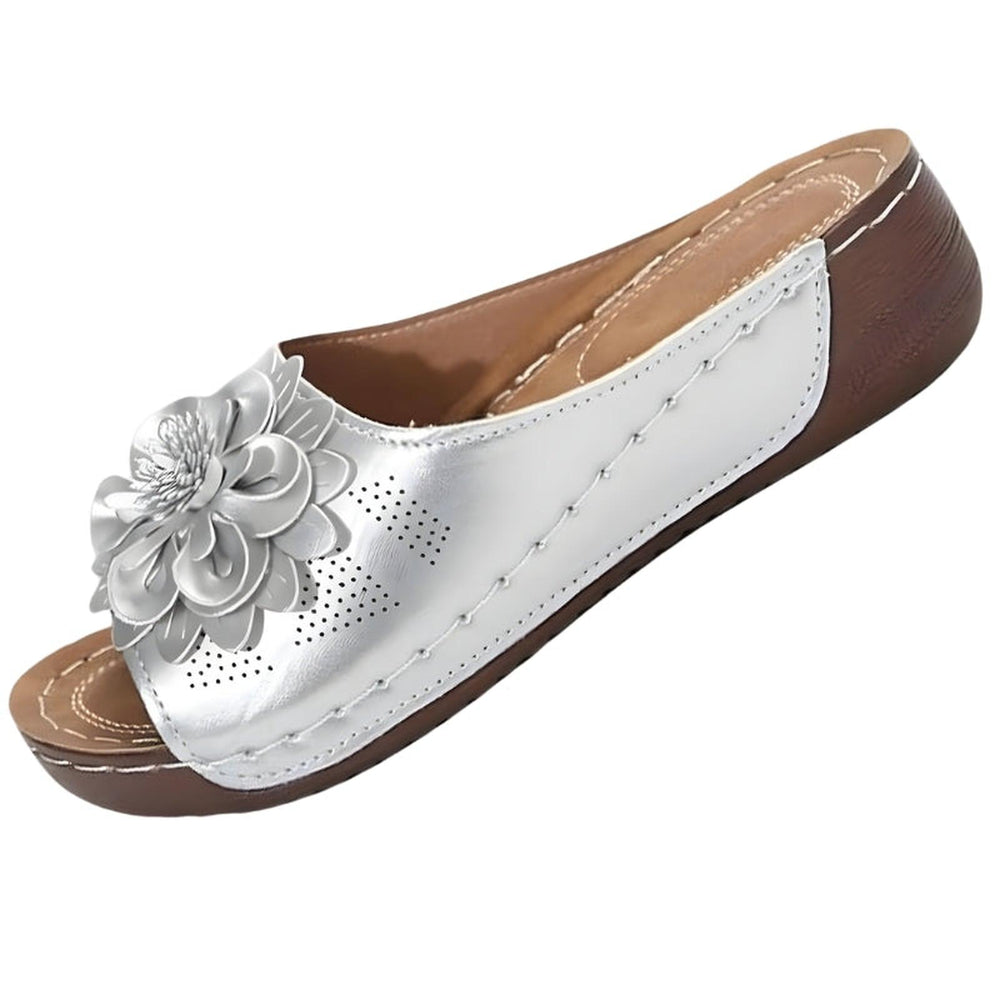 Rose | Women's Floral Accent Comfort Espadrilles Slide Sandals