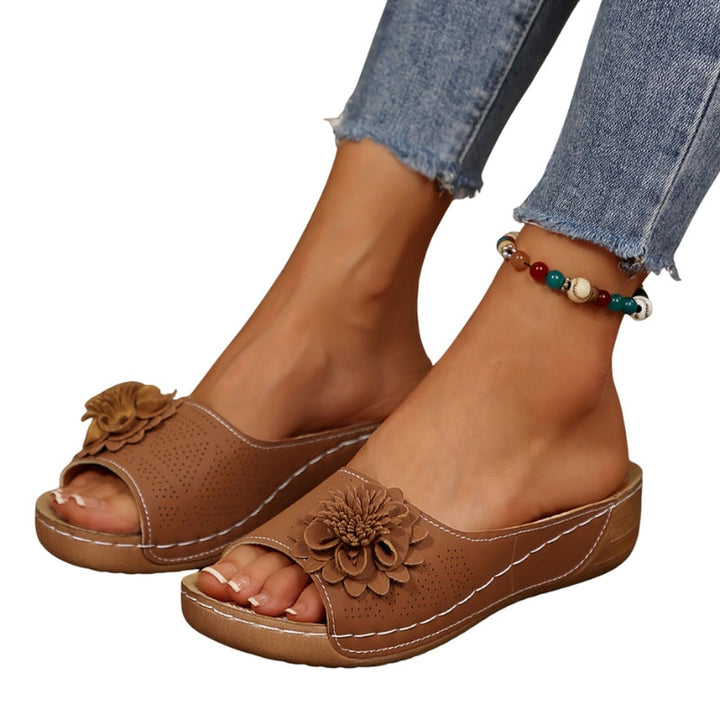 Rose | Women's Floral Accent Comfort Espadrilles Slide Sandals