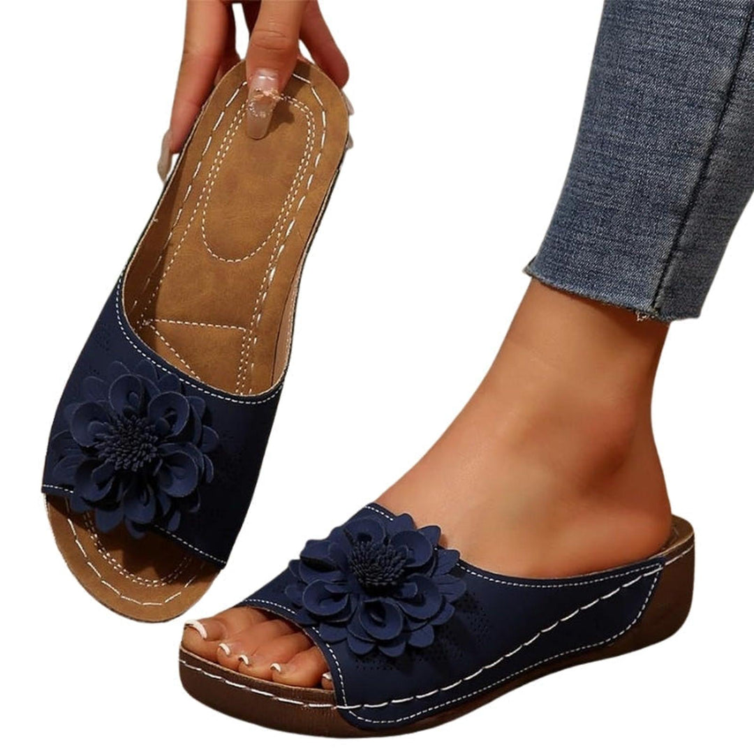Rose | Women's Floral Accent Comfort Espadrilles Slide Sandals