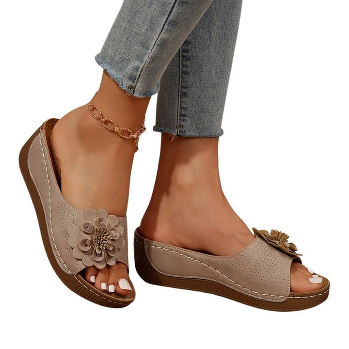 Rose | Women's Floral Accent Comfort Espadrilles Slide Sandals