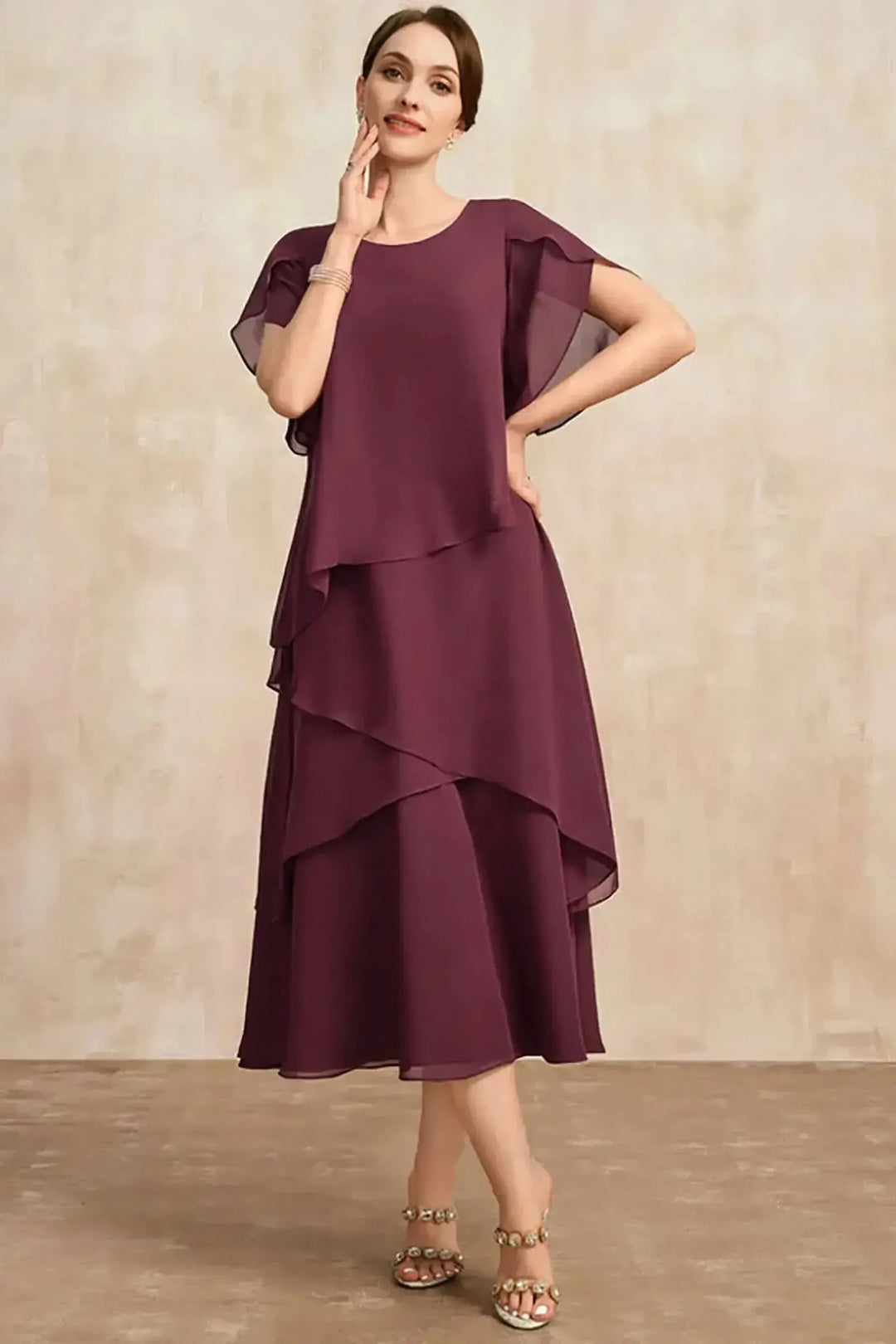 Rose | Women's Summer Layered Midi Elegant Occasion Dress