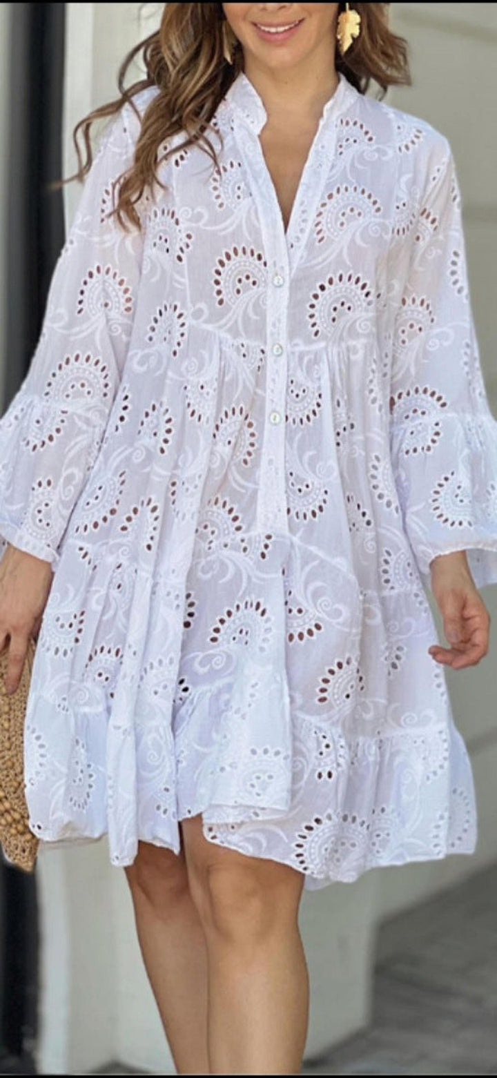 Ruby | Women's Eyelet Ruffle Mini Dress