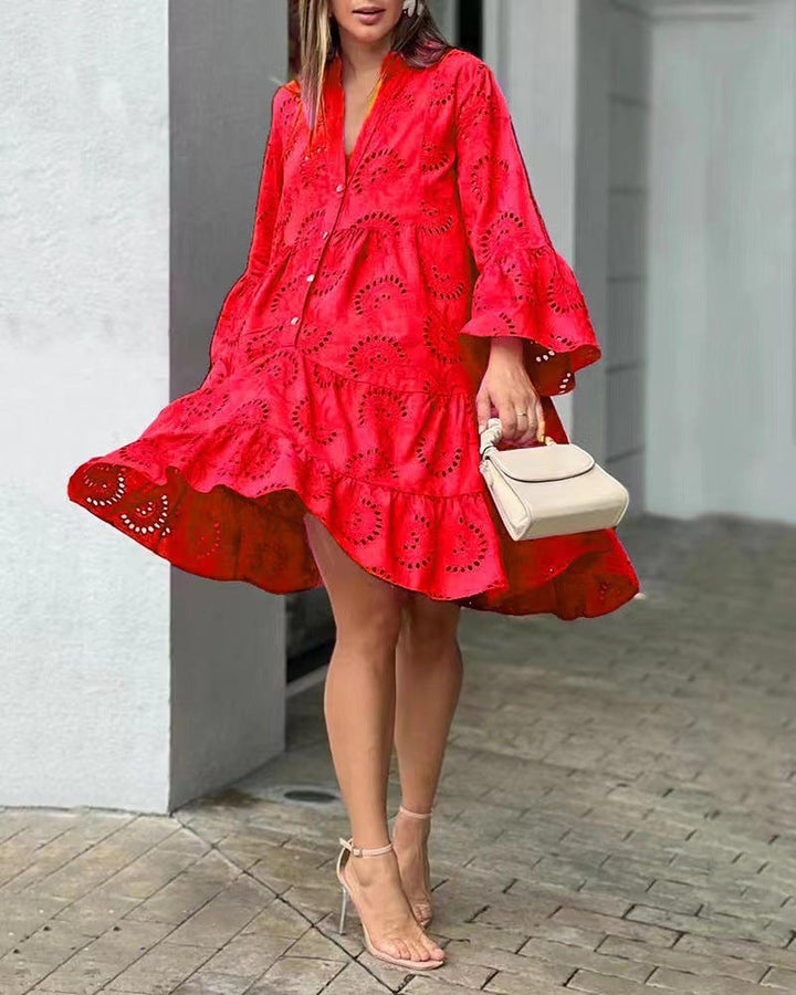Ruby | Women's Eyelet Ruffle Mini Dress