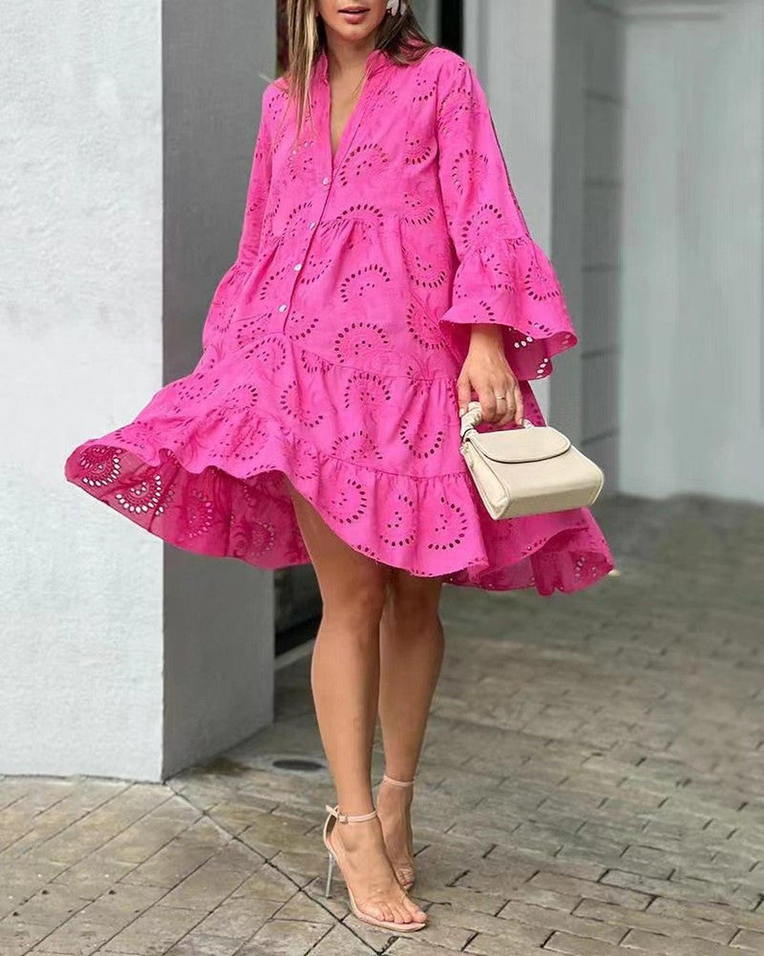 Ruby | Women's Eyelet Ruffle Mini Dress