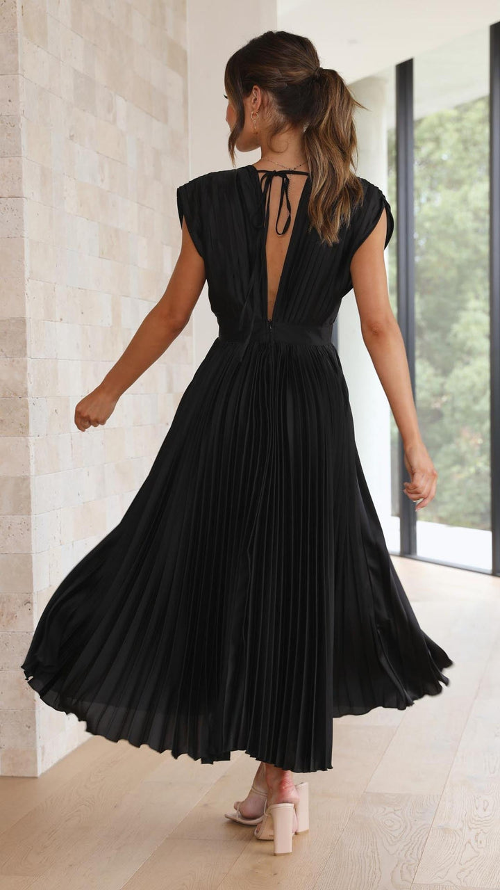Ruby | Women's Summer Pleated V Neck Midi Dress