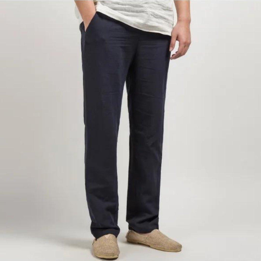 Ryan | Men's Linen Pants Straight Leg Elastic Waist Casual