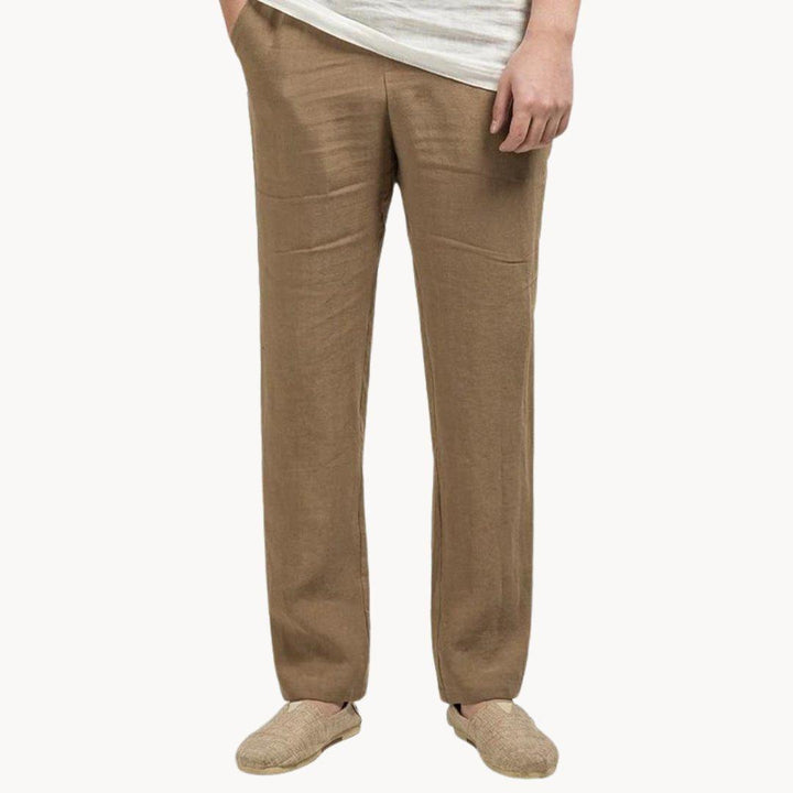 Ryan | Men's Linen Pants Straight Leg Elastic Waist Casual