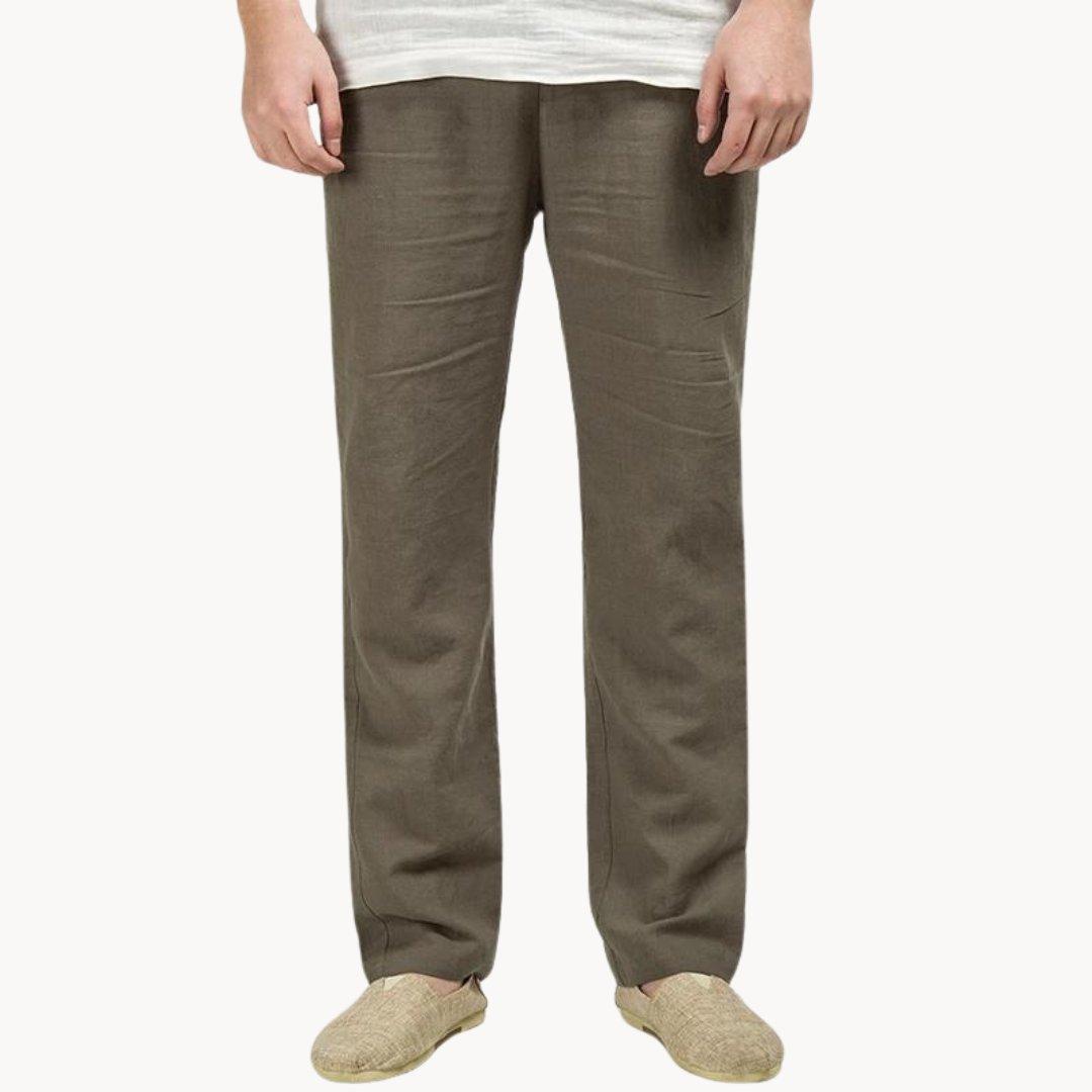 Ryan | Men's Linen Pants Straight Leg Elastic Waist Casual