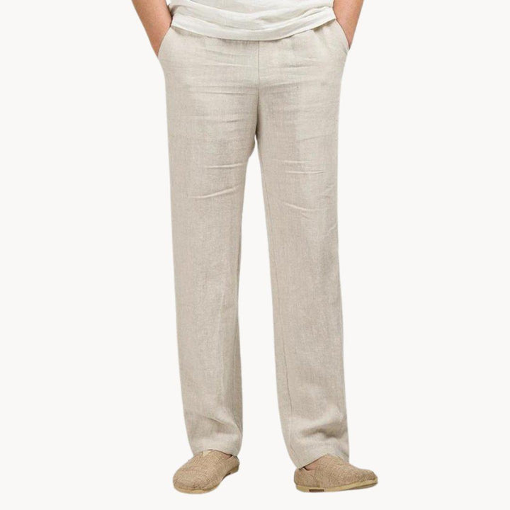 Ryan | Men's Linen Pants Straight Leg Elastic Waist Casual