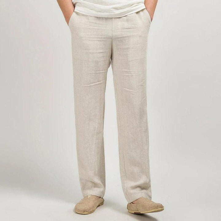 Ryan | Men's Linen Pants Straight Leg Elastic Waist Casual