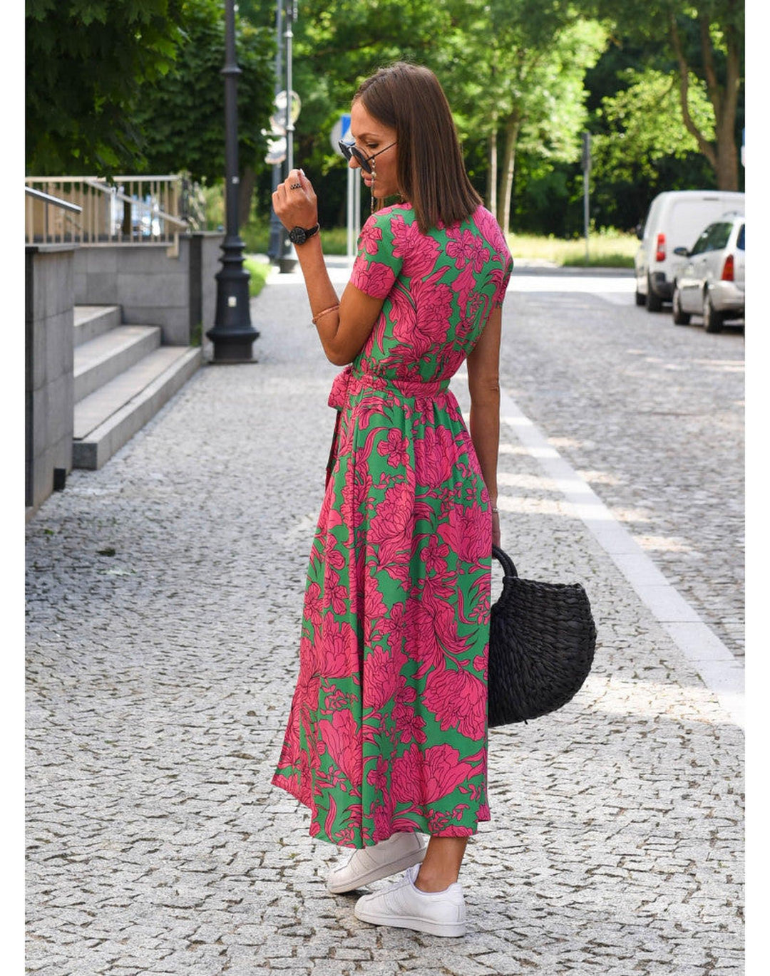 Samantha | Women's Summer Polka Dot Wrap Midi Dress