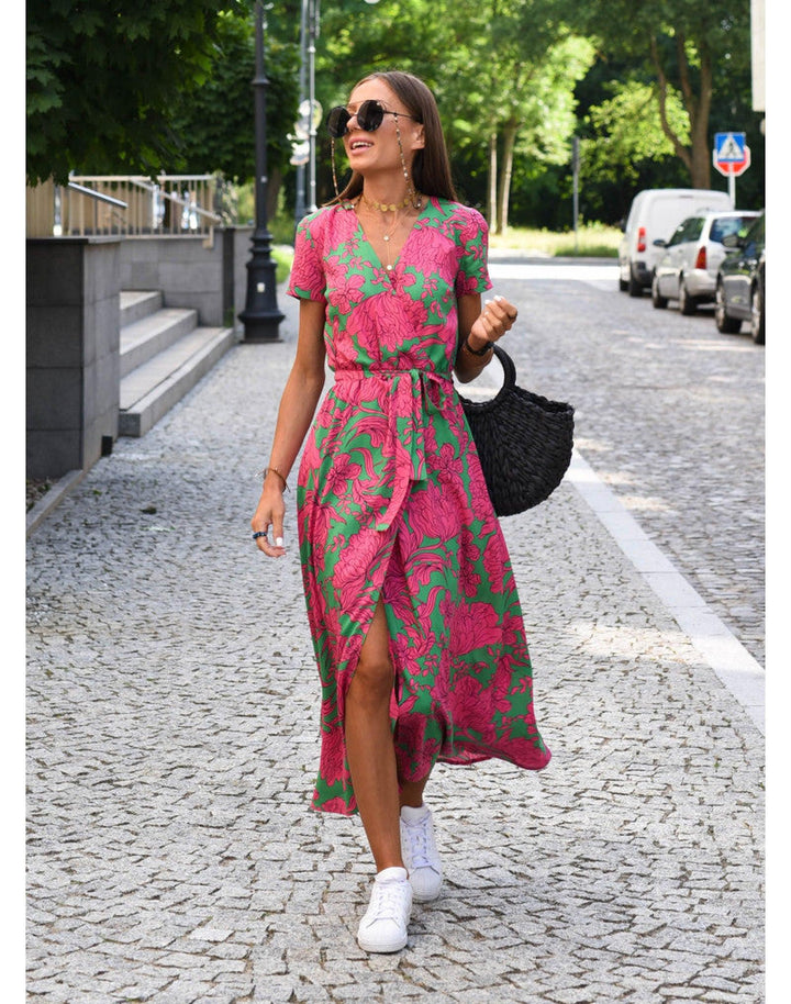 Samantha | Women's Summer Polka Dot Wrap Midi Dress