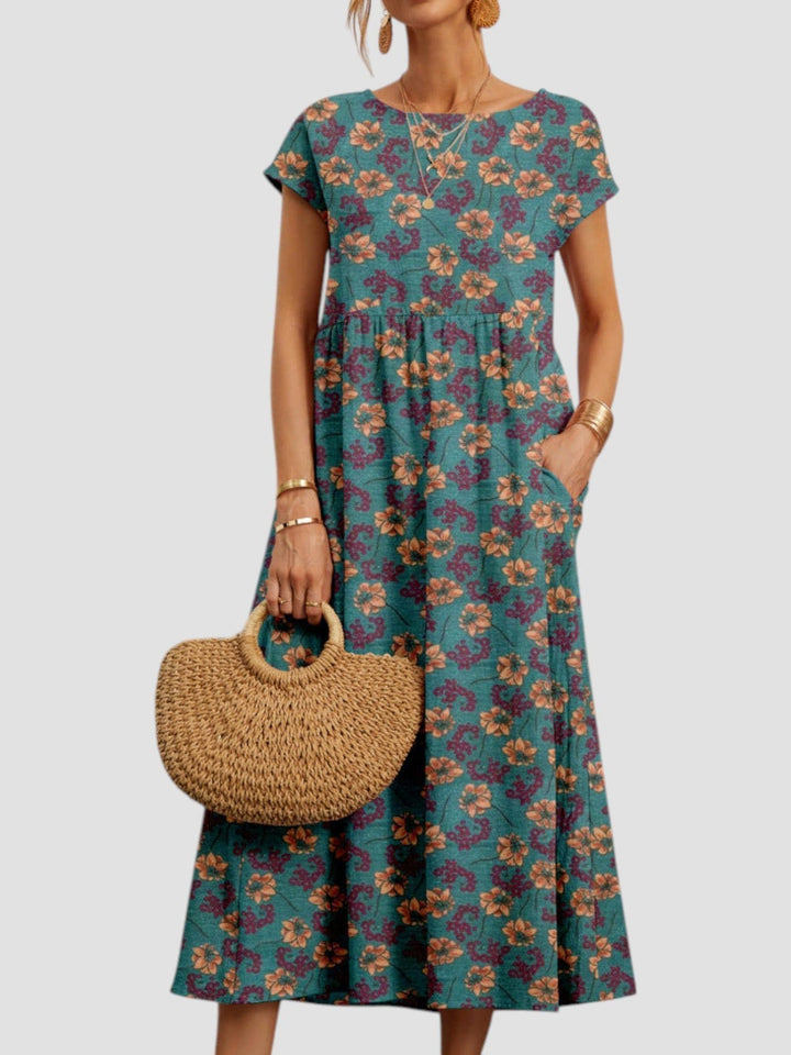 Sarah | Women's Printed Pocket Midi Summer Dress