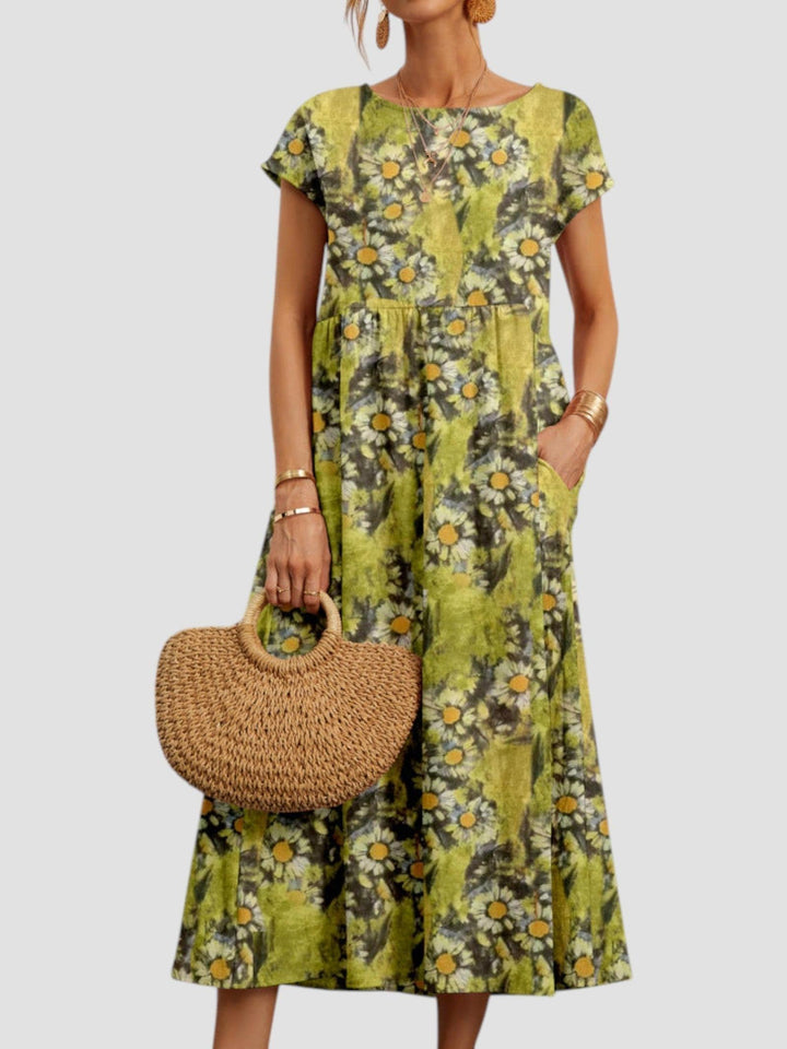 Sarah | Women's Printed Pocket Midi Summer Dress