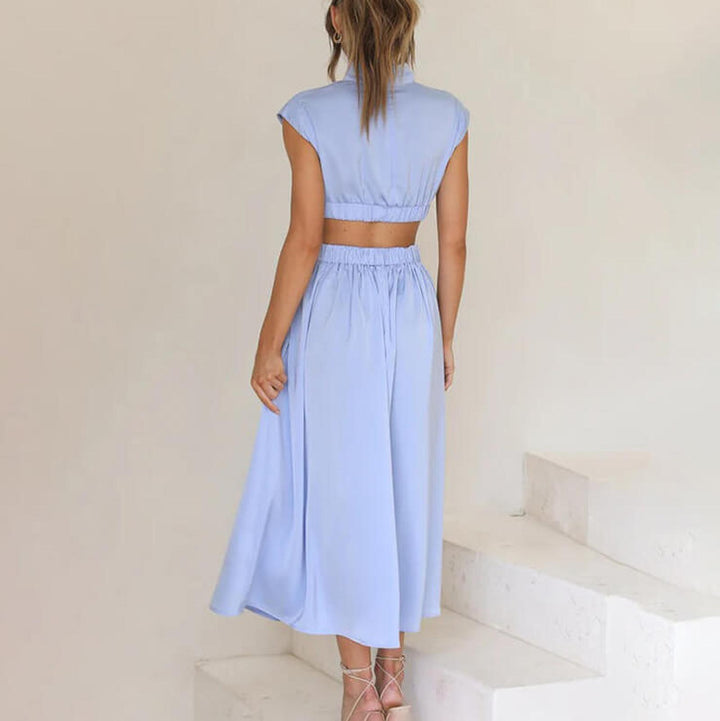 Sarah | Women's Summer Pleated Cutout Midi Dress