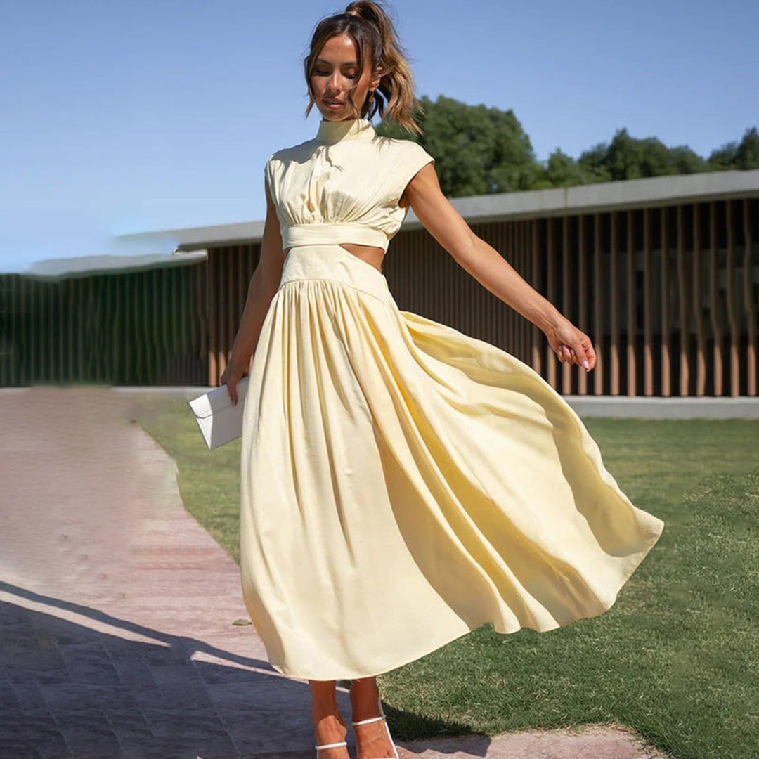 Sarah | Women's Summer Pleated Cutout Midi Dress