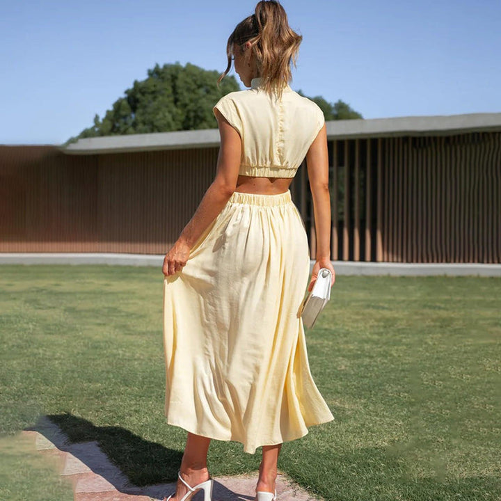 Sarah | Women's Summer Pleated Cutout Midi Dress