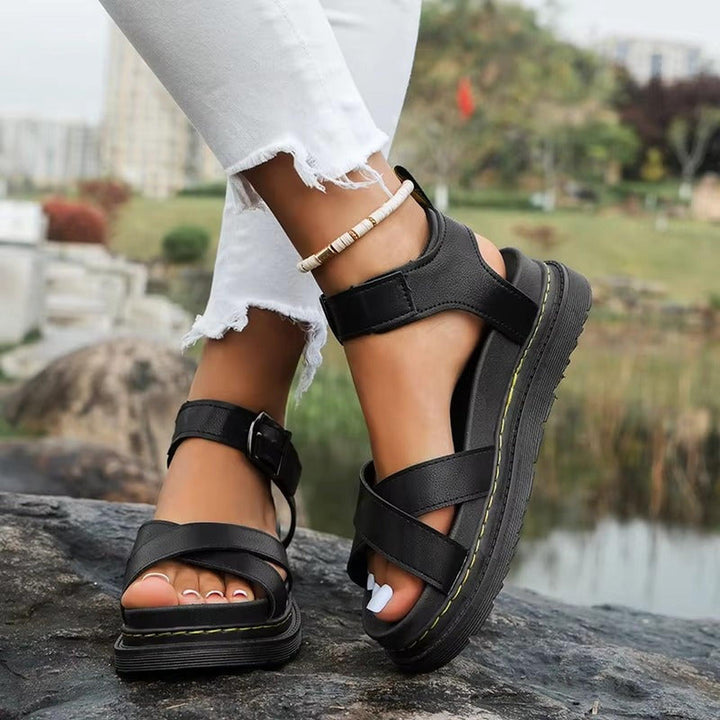 Savannah | Women's Cross Strap Buckle Casual Flat Sandals