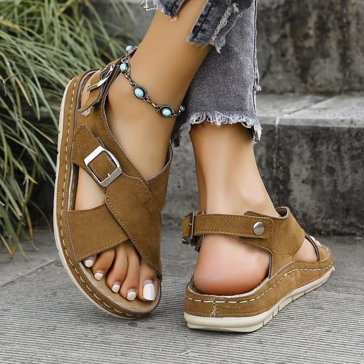 Scarlett | Cross-Strap Sandals Women's Cushioned Buckle Comfort
