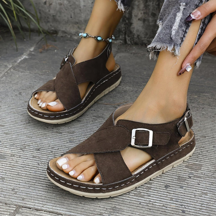 Scarlett | Cross-Strap Sandals Women's Cushioned Buckle Comfort