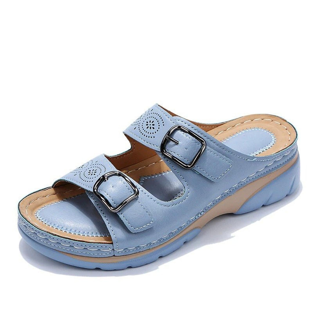 Scarlett | Orthopedic Slide Sandals Perforated Open Toe Buckle Straps