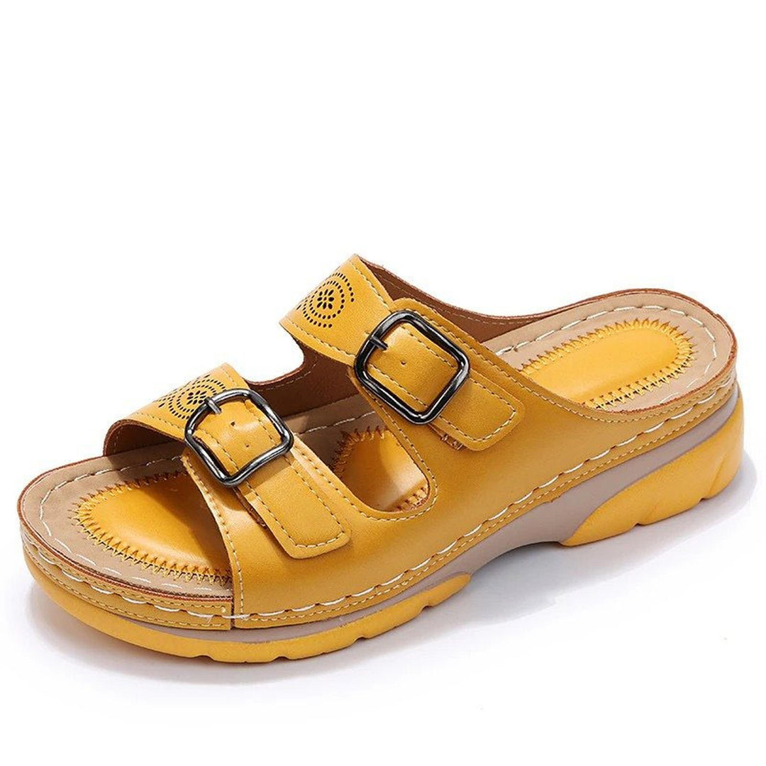 Scarlett | Orthopedic Slide Sandals Perforated Open Toe Buckle Straps