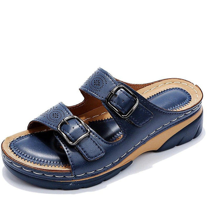 Scarlett | Orthopedic Slide Sandals Perforated Open Toe Buckle Straps