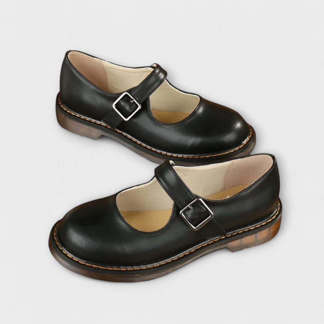 Scarlett | Women's Mary Jane Flats Buckle Strap Rounded Toe