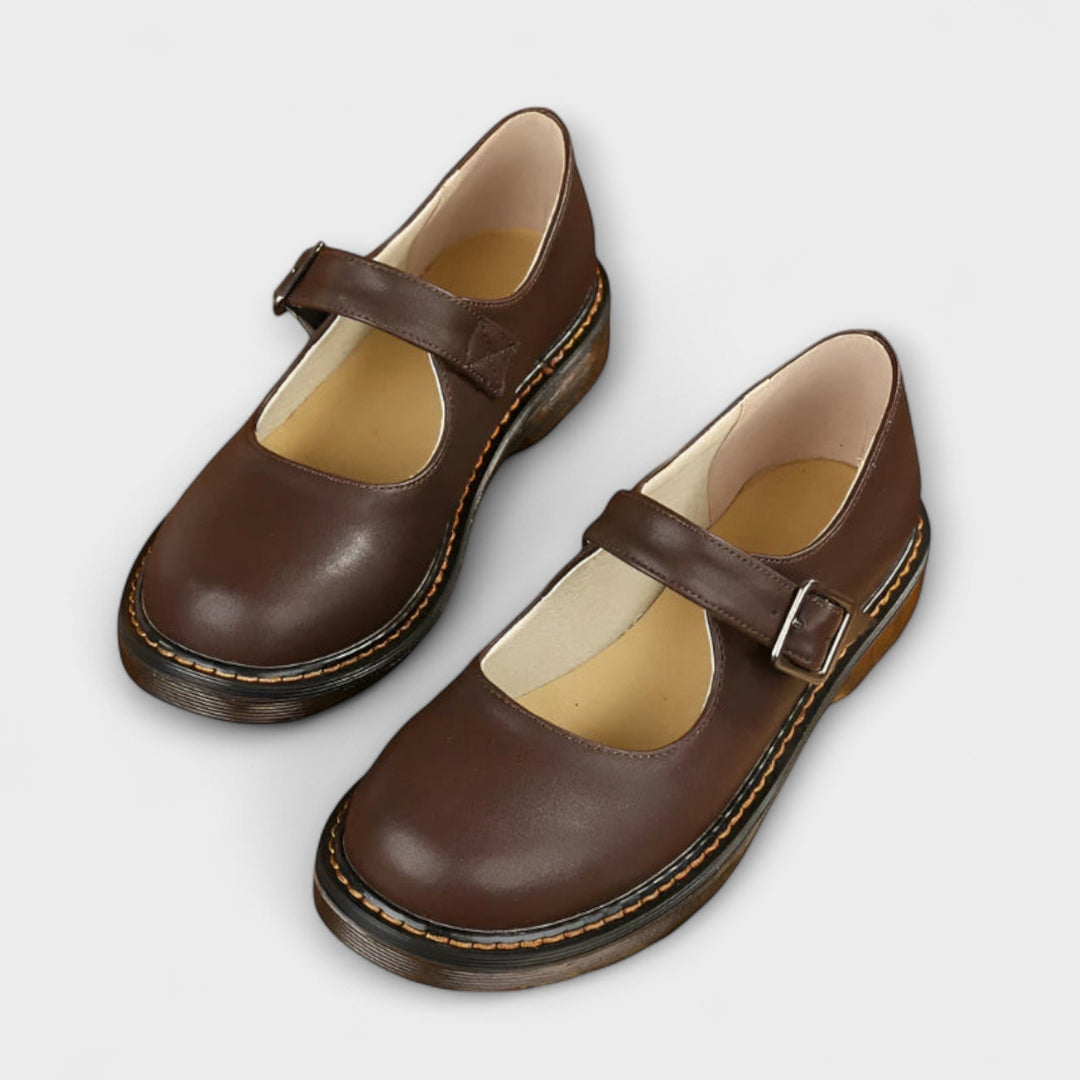 Scarlett | Women's Mary Jane Flats Buckle Strap Rounded Toe